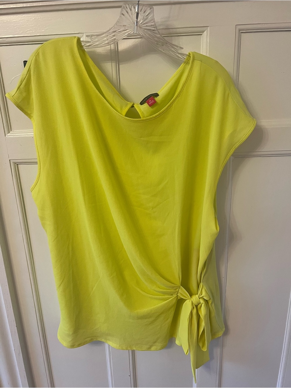Vince Camuto Neon Yellow Side-Tie Cap Sleeve Blouse